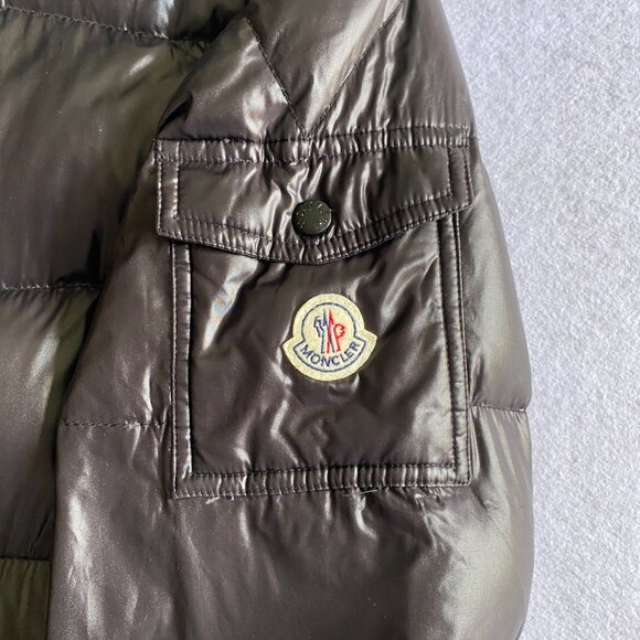 Moncler Maya Puffer Jacket Men's 5 Black Shiny Glossy Down Coat - Picture 7 of 16